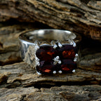 Garnet quarter German 92.5 Silver Red Gems Essential  Trendy Ring Jewellery