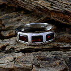 Garnet Trilogy African 925 Silver Red Gemstone Mid weight Modern Band Jewellery