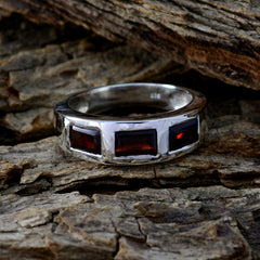Garnet Trilogy African 925 Silver Red Gemstone Mid weight Modern Band Jewellery