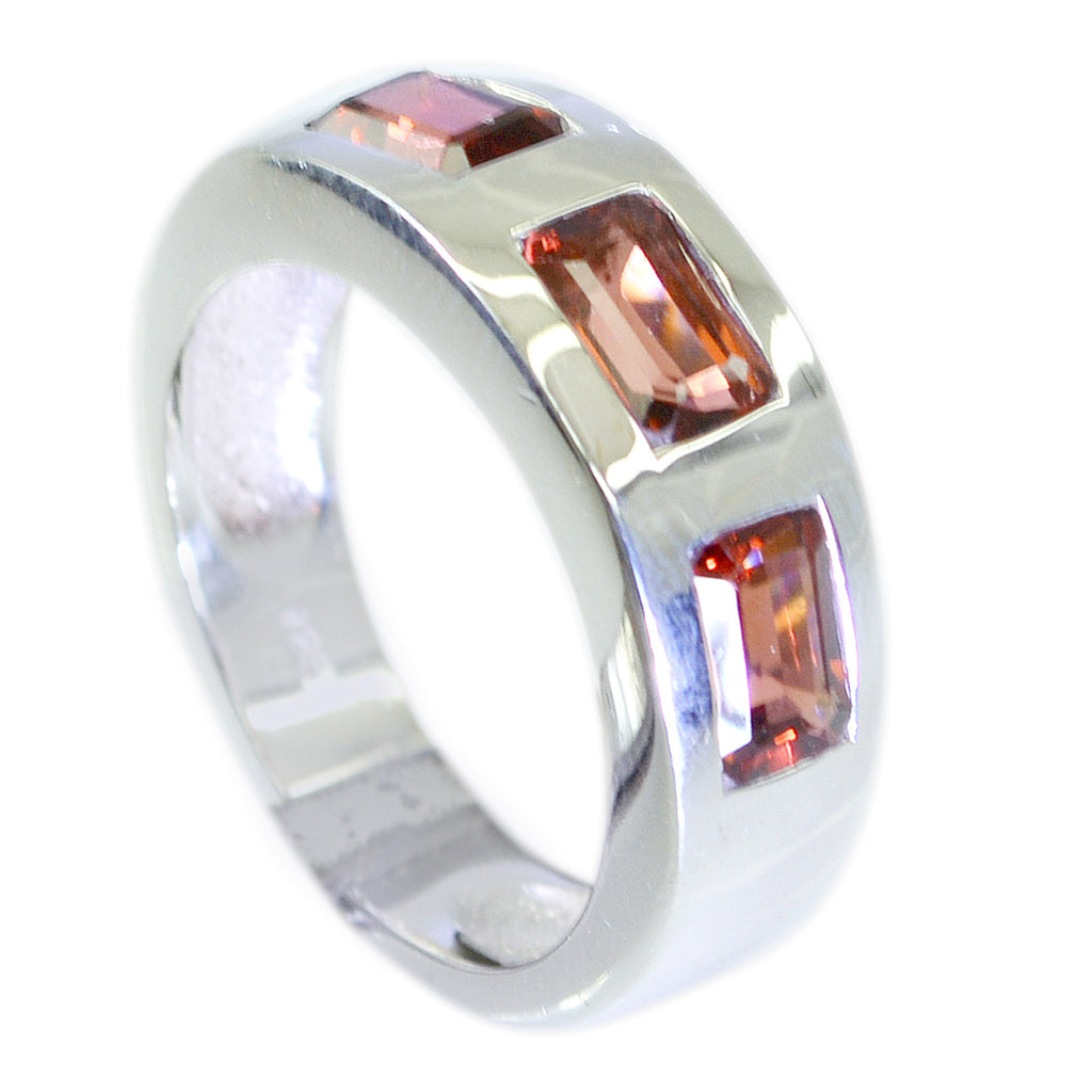 Garnet Trilogy African 925 Silver Red Gemstone Mid weight Modern Band Jewellery