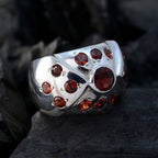 Garnet multiple German 925 Silver Red Gems Chunky Ethnic Ring Jewelry