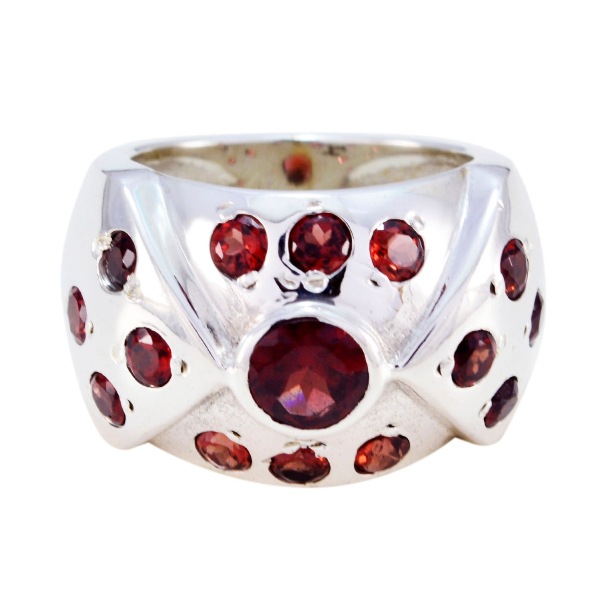 Garnet multiple German 925 Silver Red Gems Chunky Ethnic Ring Jewelry Immagine principale del prodotto
