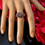 Garnet multiple Indian 925 Sterling Silver Red Gemstones Minimal Glamorous Ring Jewelry