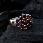 Garnet multiple Indian 925 Sterling Silver Red Gemstones Minimal Glamorous Ring Jewelry