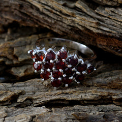 Garnet multiple Indian 925 Sterling Silver Red Gemstones Minimal Glamorous Ring Jewelry