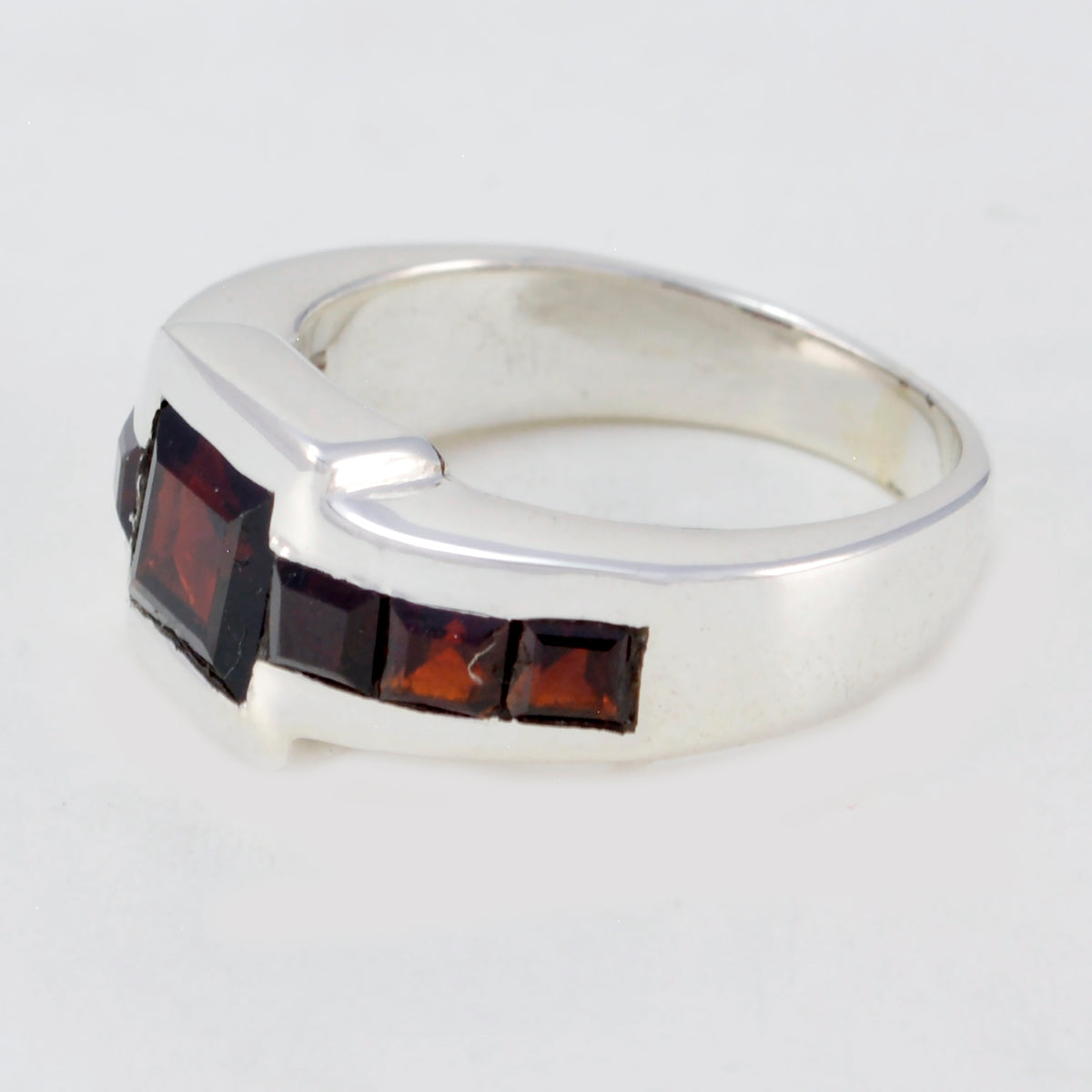 Garnet Hepta African Silver Red Gems Eye catching Abstract Ring Jewellery