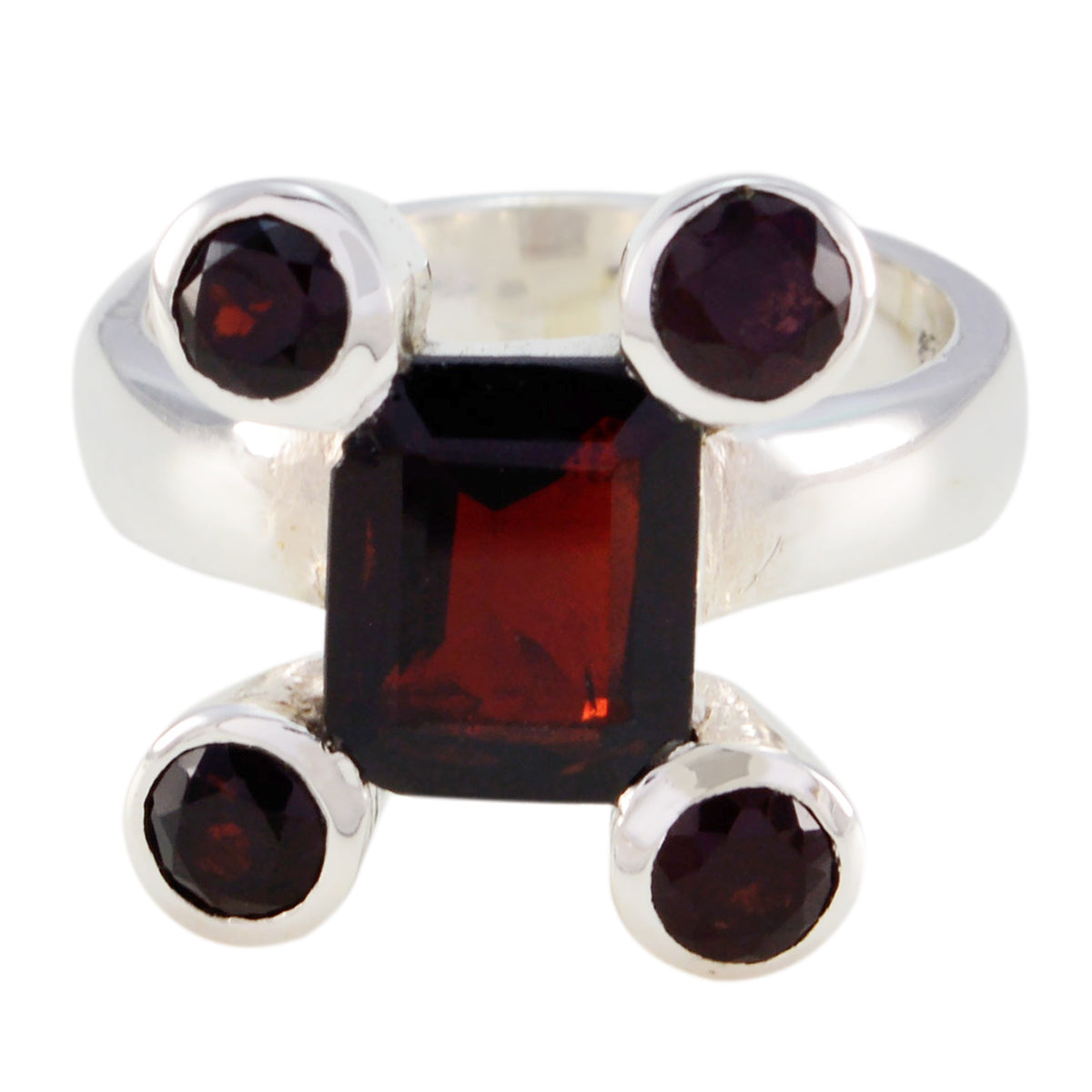 Garnet Penta Moroccan 925 Silver Red Gemstones Versatile Modern Ring Jewellery メイン画像