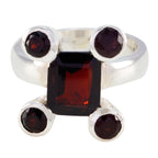 Garnet Penta Moroccan 925 Silver Red Gemstones Versatile Modern Ring Jewellery