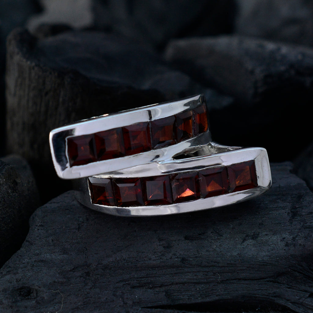 Garnet multiple Italian 925 Sterling Silver Red Gemstone Statement Artisan Ring Jewellery