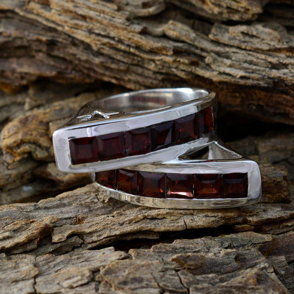 Garnet multiple Italian 925 Sterling Silver Red Gemstone Statement Artisan Ring Jewellery