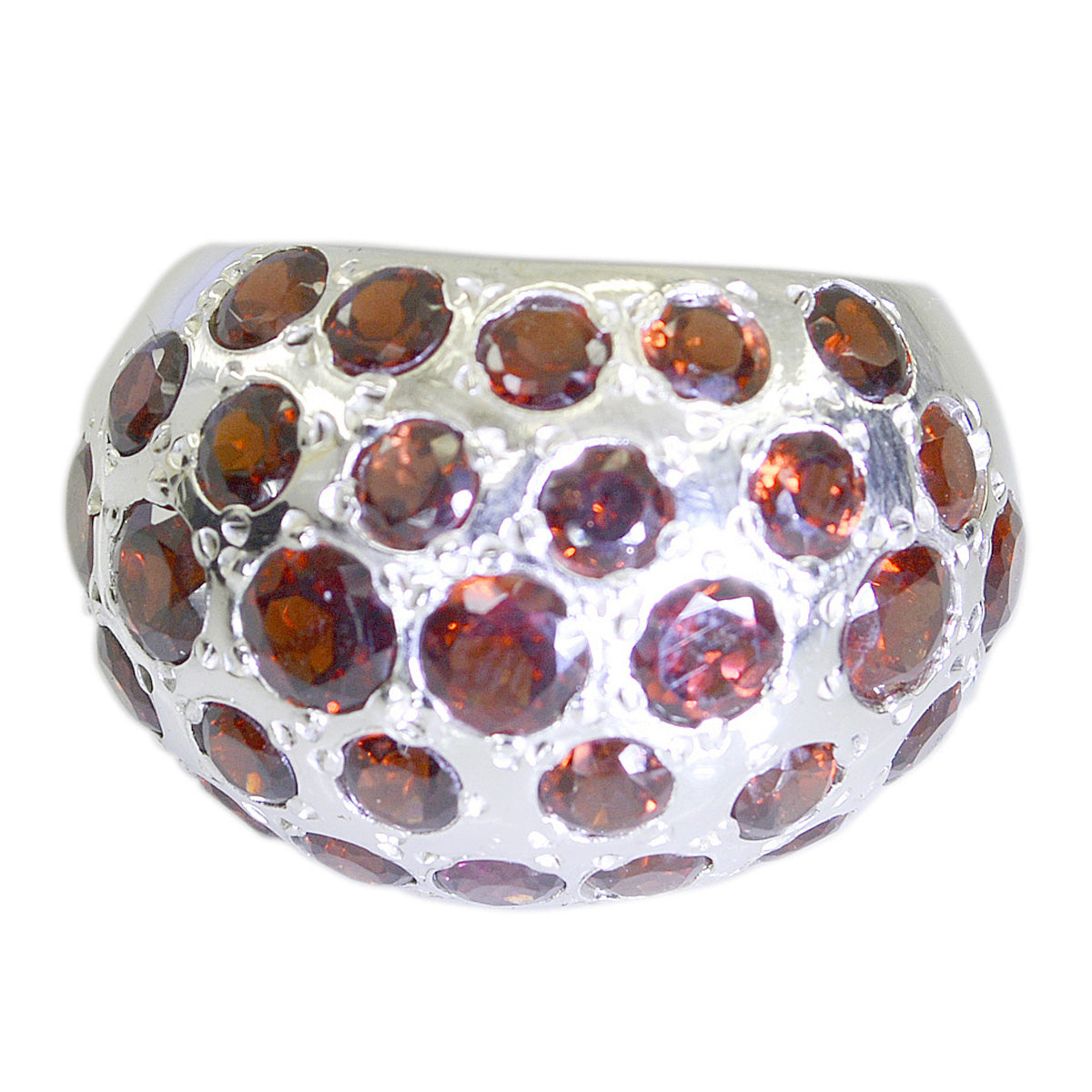 Garnet multiple Italian Sterling Silver Red Gems Chunky Signet Ring Jewellery