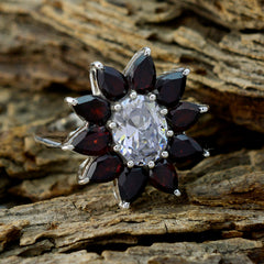 Garnet multiple German 92.5 Silver Red Gems Essential  Abstract Ring Jewellery