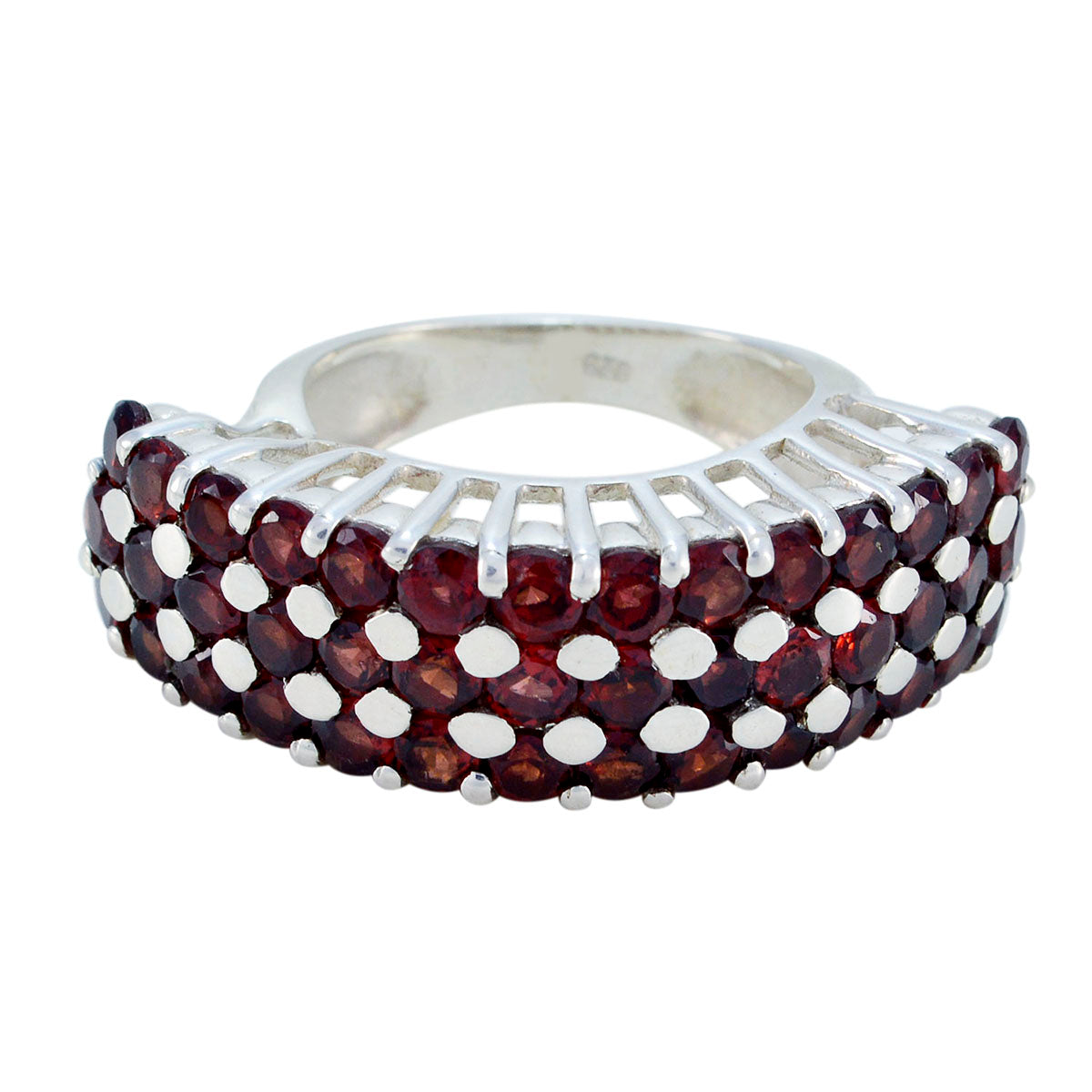 Garnet multiple Italian 925 Silver Red Gemstone Statement Victorian Ring Jewelry