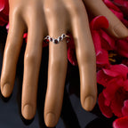 Garnet Penta Japanese 925 Sterling Silver Red Gems Minimalist Luxurious Ring Jewelry