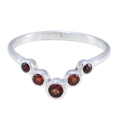 Garnet Penta Japanese 925 Sterling Silver Red Gems Minimalist Luxurious Ring Jewelry