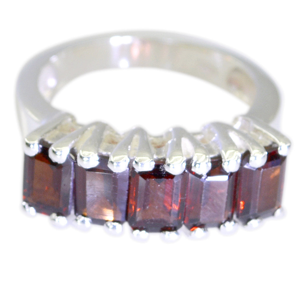 Garnet Penta French Silver Red Gemstone Classic Artisan Ring Jewellery
