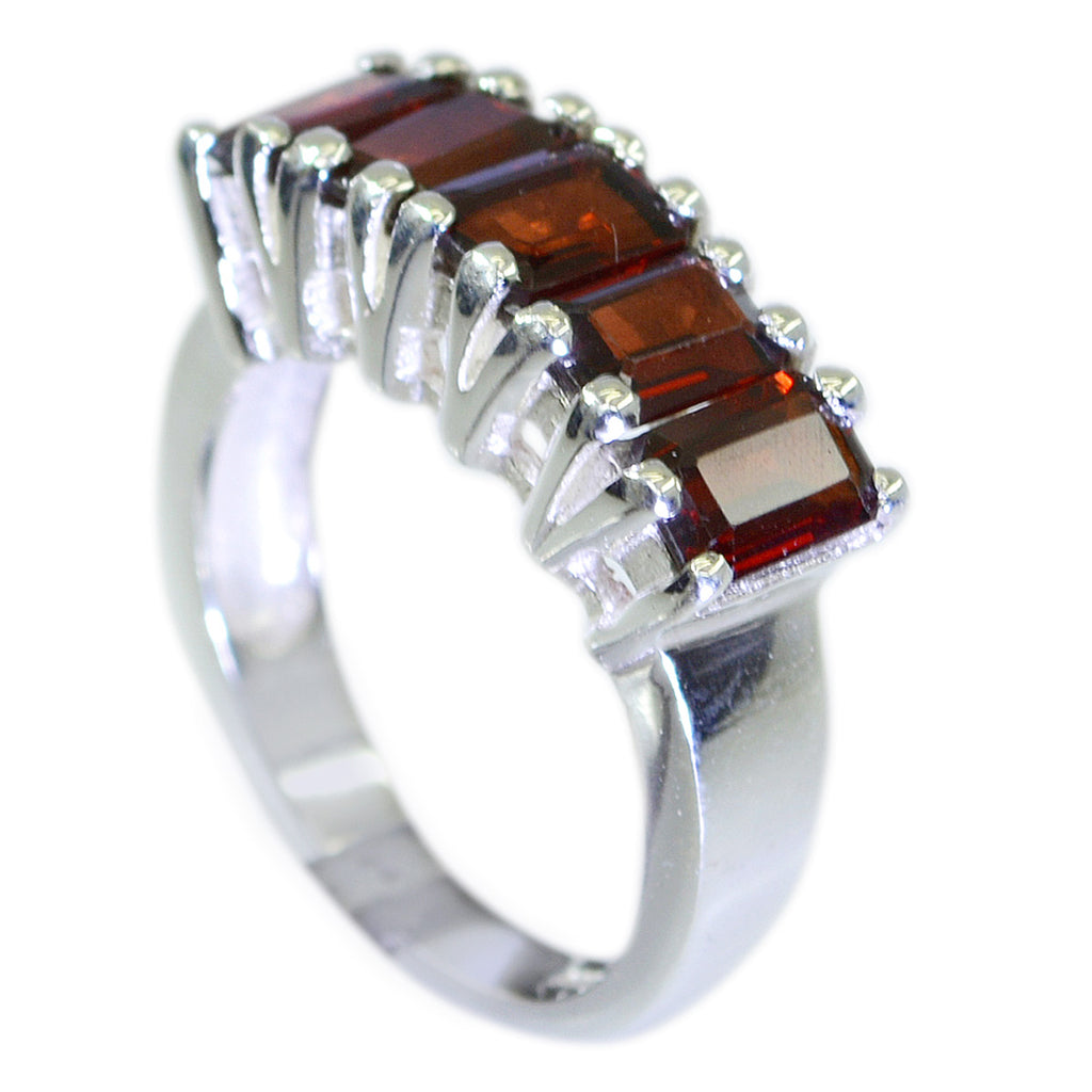 Garnet Penta French Silver Red Gemstone Classic Artisan Ring Jewellery