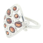 Garnet Navratna African 92.5 Silver Red Gemstone Slim Glamorous Ring Jewelry