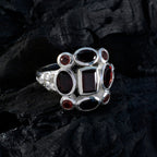 Garnet Navratna Egyptian 925 Sterling Silver Red Gems Classic Signet Ring Jewellery