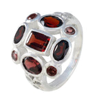 Garnet Navratna Egyptian 925 Sterling Silver Red Gems Classic Signet Ring Jewellery