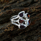 Garnet Penta Moroccan 925 Sterling Silver Red Gemstones Essential  Modern Ring Jewellery