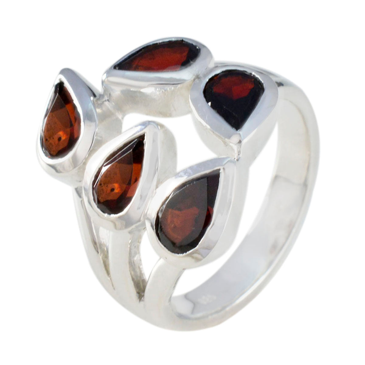 Garnet Penta Moroccan 925 Sterling Silver Red Gemstones Essential  Modern Ring Jewellery