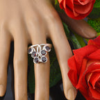 Garnet Hexa Moroccan 925 Silver Red Gemstone Classic Luxurious Ring Jewellery