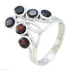 Garnet Hexa Moroccan 925 Silver Red Gemstone Classic Luxurious Ring Jewellery