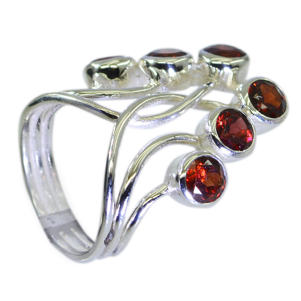 Garnet Hexa Moroccan 925 Silver Red Gemstone Classic Luxurious Ring Jewellery