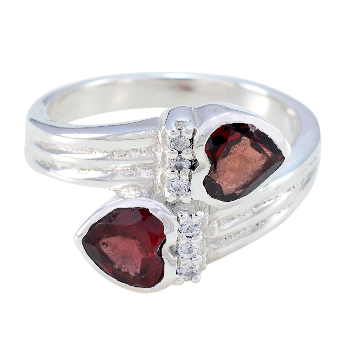 Garnet Toi et Moi Egyptian Silver Red Gems Minimal Abstract Ring Jewellery Hoofdafbeelding