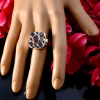 Garnet Navratna German Silver Red Gemstone Statement Vintage Ring Jewellery