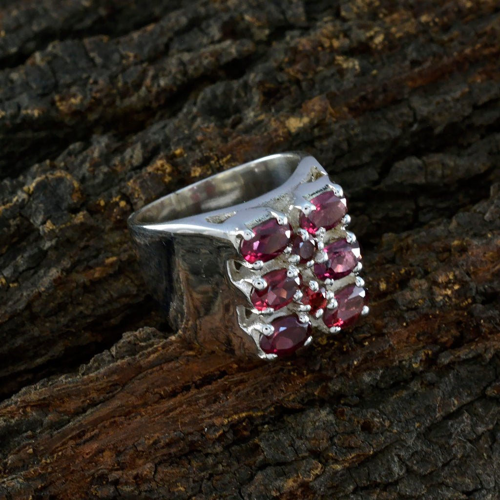 Garnet multiple Spanish 925 Silver Red Gems Chunky antique Ring Jewellery