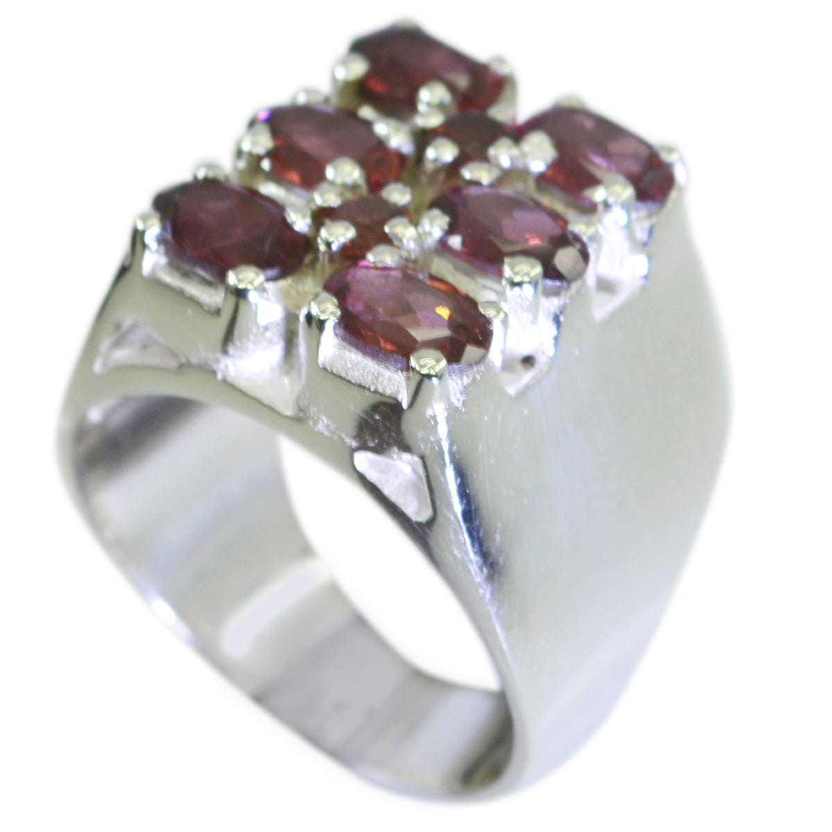 Garnet multiple Spanish 925 Silver Red Gems Chunky antique Ring Jewellery