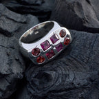 Garnet octa Spanish Sterling Silver Red Gemstone Chunky Signet Ring Jewelry