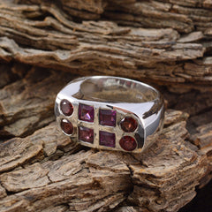 Garnet octa Spanish Sterling Silver Red Gemstone Chunky Signet Ring Jewelry