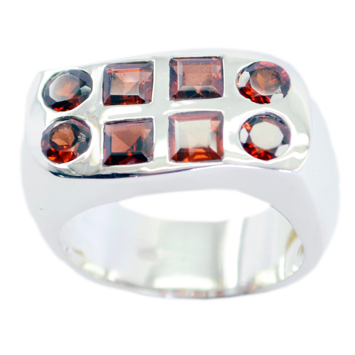 Garnet octa Spanish Sterling Silver Red Gemstone Chunky Signet Ring Jewelry Главное изображение товара
