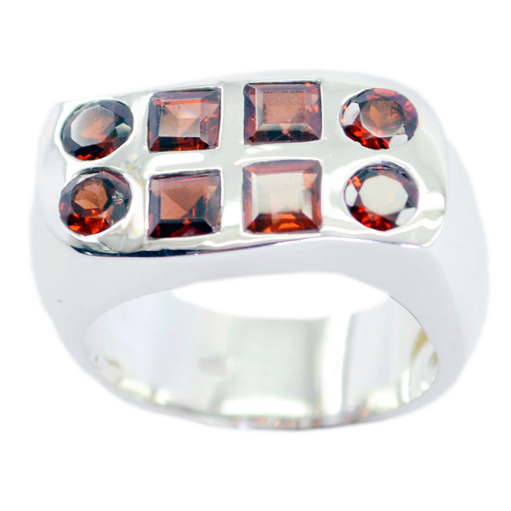 Garnet octa Spanish Sterling Silver Red Gemstone Chunky Signet Ring Jewelry