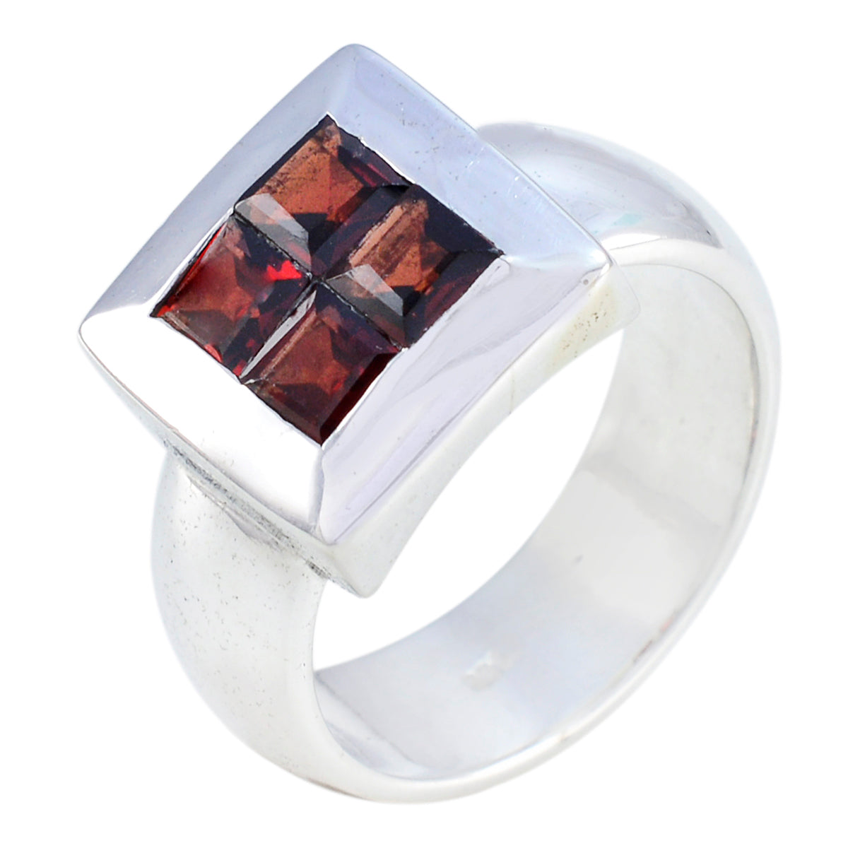 Garnet quarter Indian 925 Sterling Silver Red Gemstone Essential  Trendy Ring Jewellery メイン画像