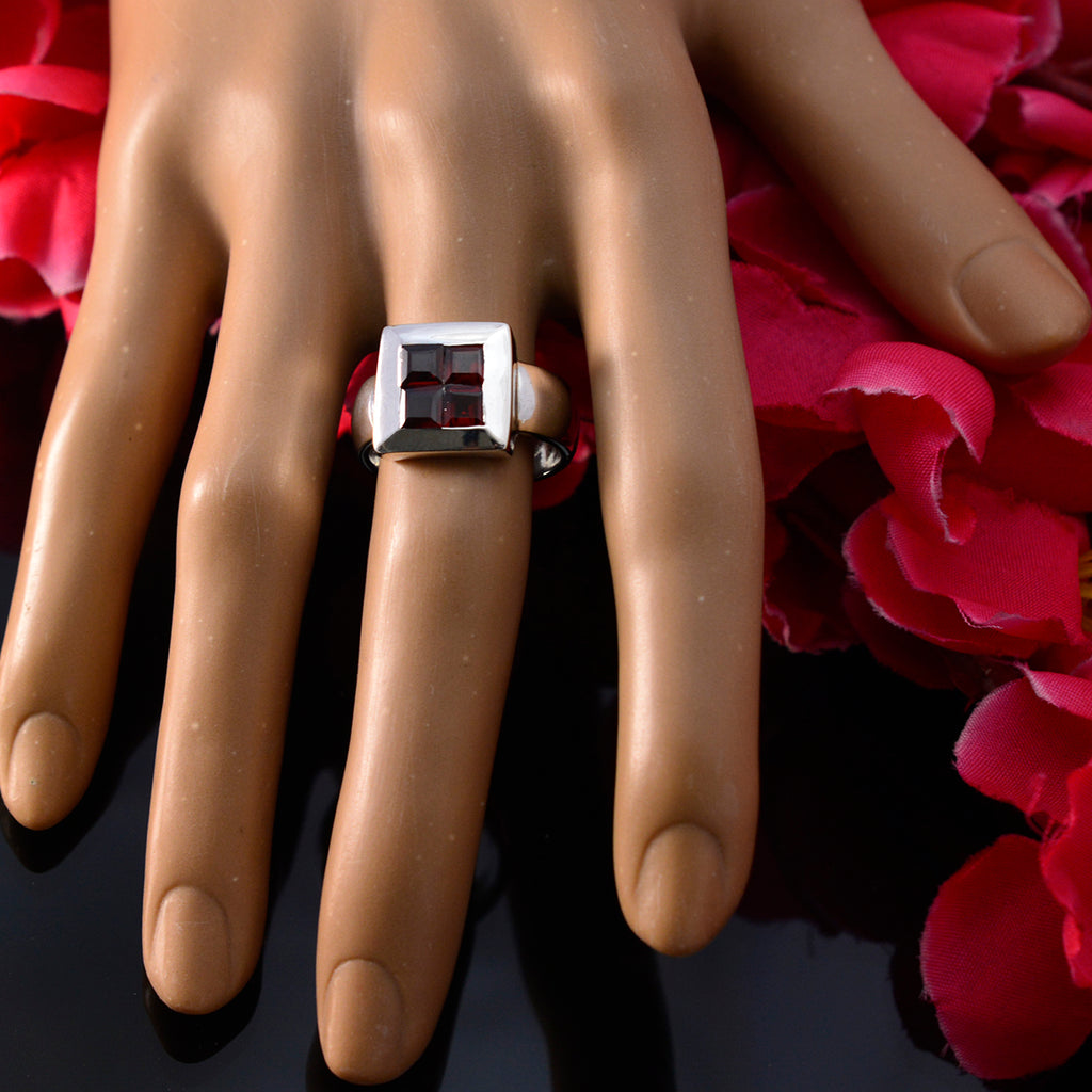 Garnet quarter Indian 925 Sterling Silver Red Gemstone Essential  Trendy Ring Jewellery
