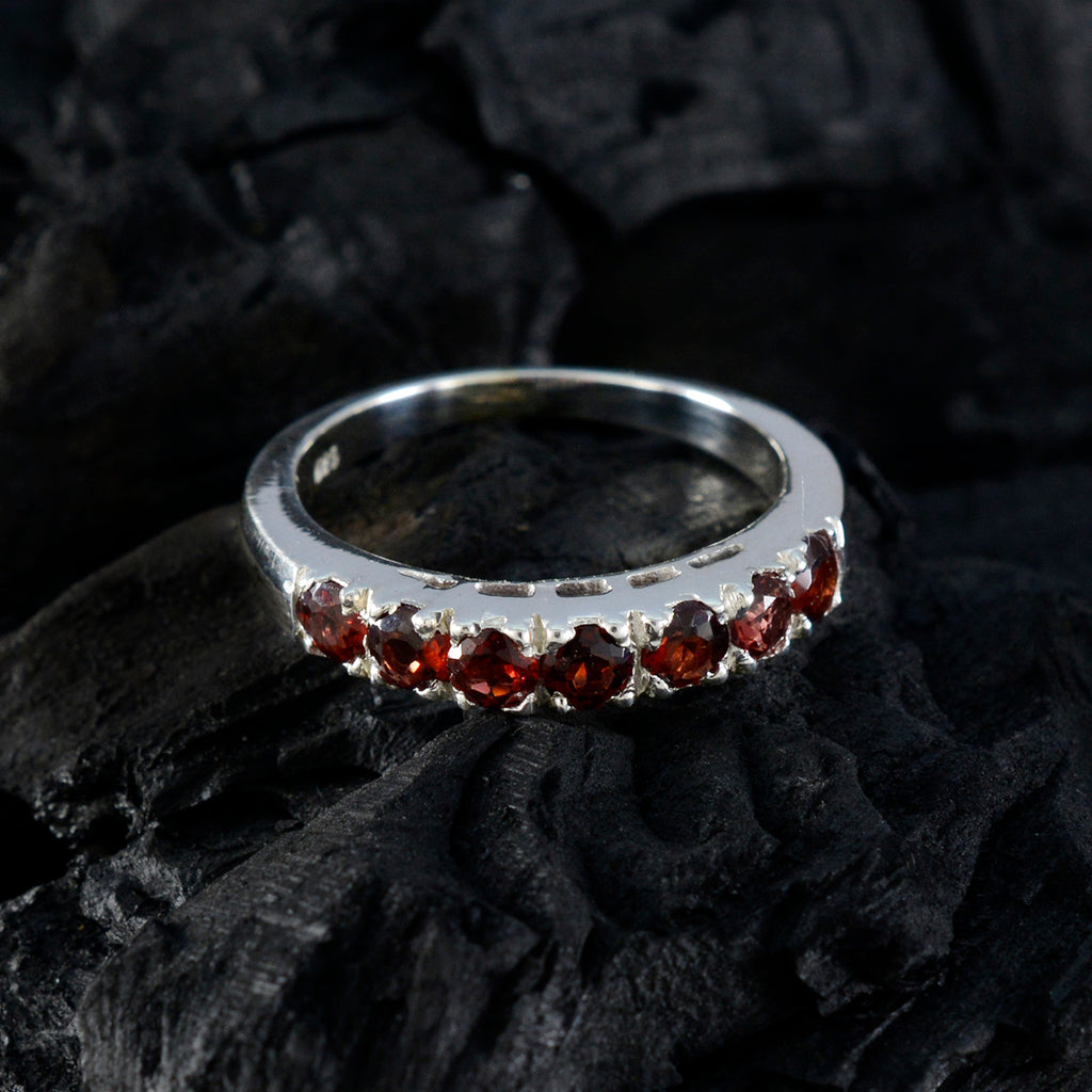 Garnet Hepta Japanese 925 Sterling Silver Red Gemstones Whisper thin Graceful Band Jewellery