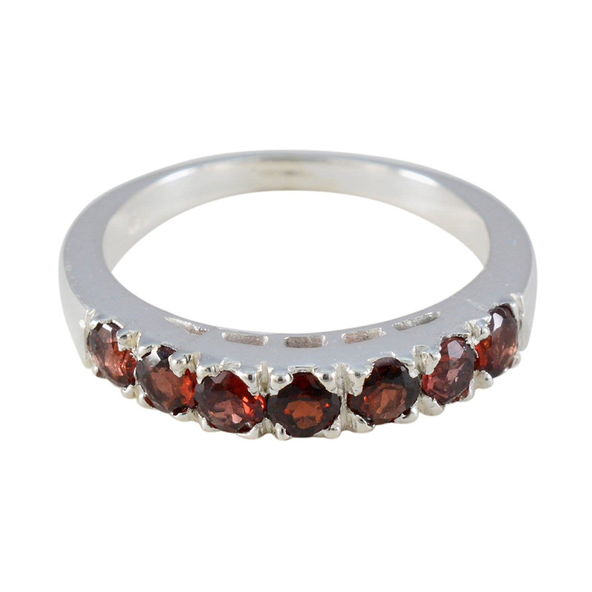 Garnet Hepta Japanese 925 Sterling Silver Red Gemstones Whisper thin Graceful Band Jewellery
