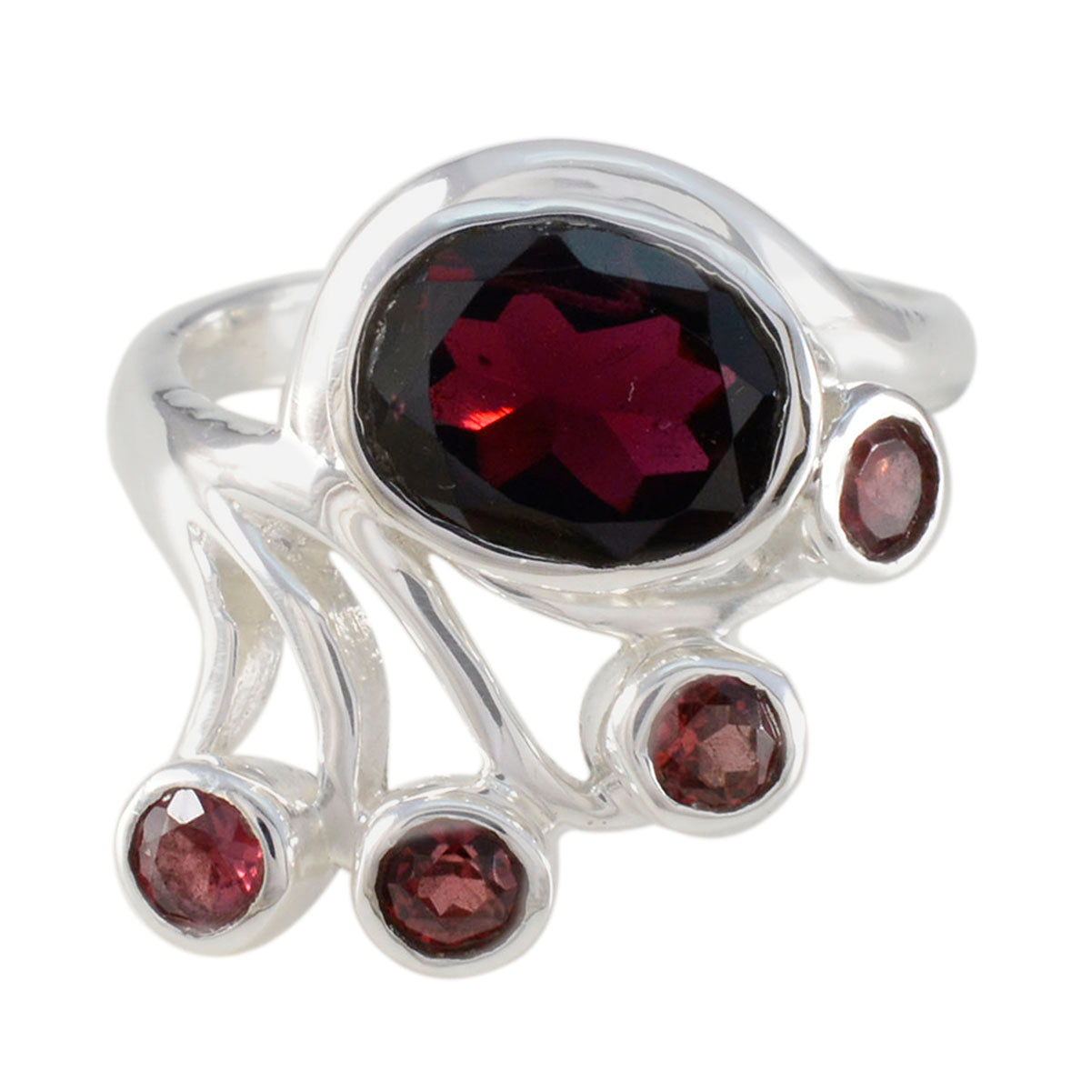 Garnet Penta African Silver Red Gems Versatile Modern Ring Jewelry Главное изображение товара