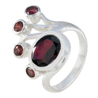 Garnet Penta African Silver Red Gems Versatile Modern Ring Jewelry