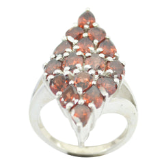 Garnet multiple Italian 925 Sterling Silver Red Gems Statement antique Ring Jewelry