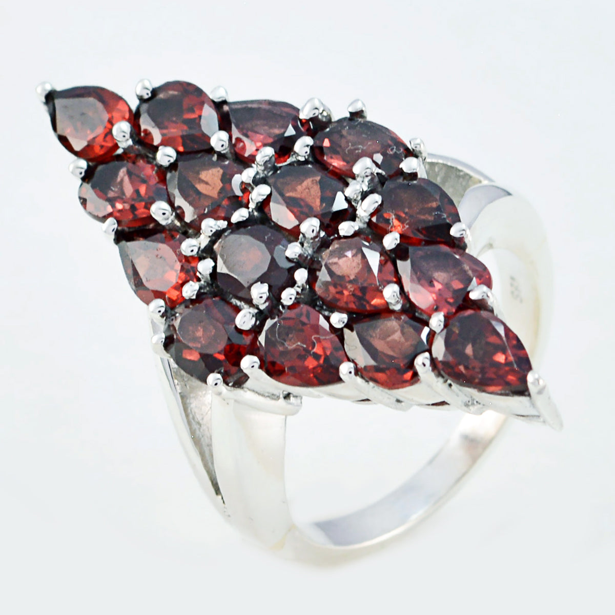 Garnet multiple Italian 925 Sterling Silver Red Gems Statement antique Ring Jewelry