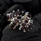 Garnet multiple French Sterling Silver Red Gemstones Chunky Vintage Ring Jewellery