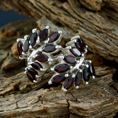 Garnet multiple French Sterling Silver Red Gemstones Chunky Vintage Ring Jewellery