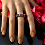 Garnet Penta Korean 925 Silver Red Gems Whisper thin Modern Band Jewelry