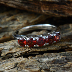Garnet Penta Korean 925 Silver Red Gems Whisper thin Modern Band Jewelry