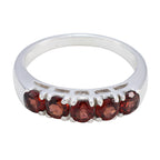 Garnet Penta Korean 925 Silver Red Gems Whisper thin Modern Band Jewelry